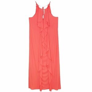 BCBGMaxAzria Womens Dress Pink coral Formal Semiformal Long Ruffly Small NEW
